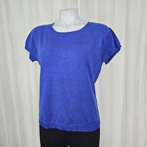 Calvin Klein Sweater Tee Short Sleeve Royal Cobalt Blue Large
